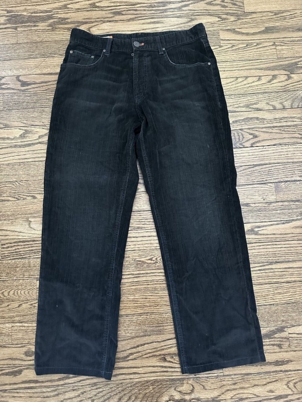 Faconnable Black Straight Leg Corduroy Pant Mens Size 34/R